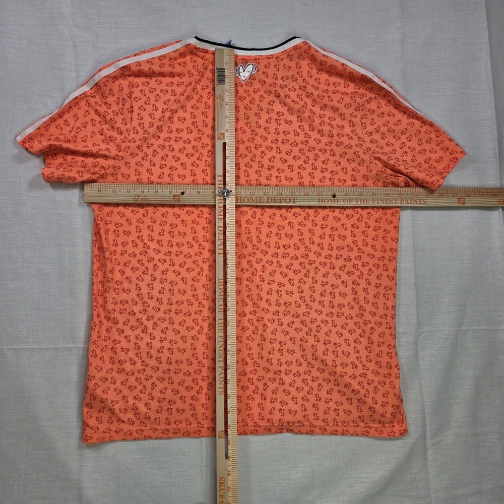 Topshop & Adidas Collaboration Women's XL (US) T-shirt V-Neck Orange Black VTG - Picture 6 of 13